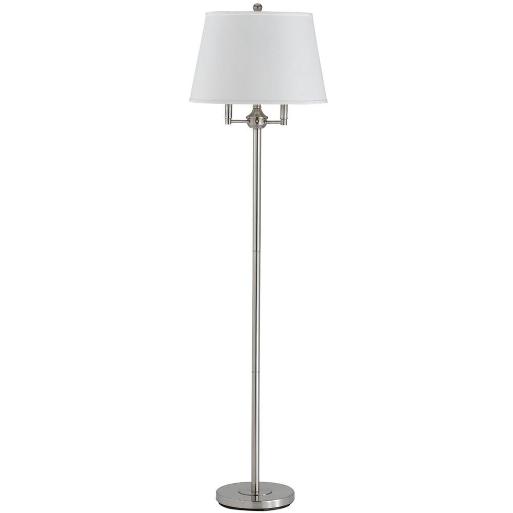 62" Nickel Four Light Traditional Shaped Floor Lamp With White Square Shade. Picture 2