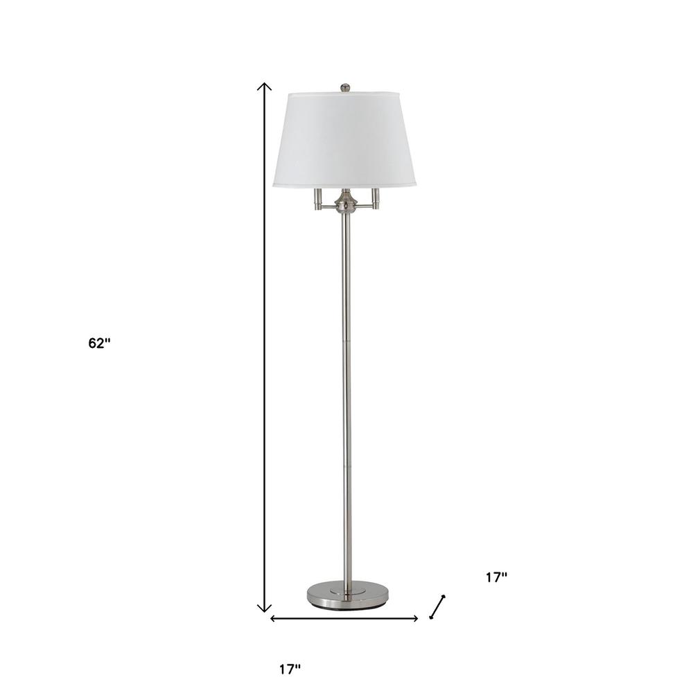 62" Nickel Four Light Traditional Shaped Floor Lamp With White Square Shade. Picture 6