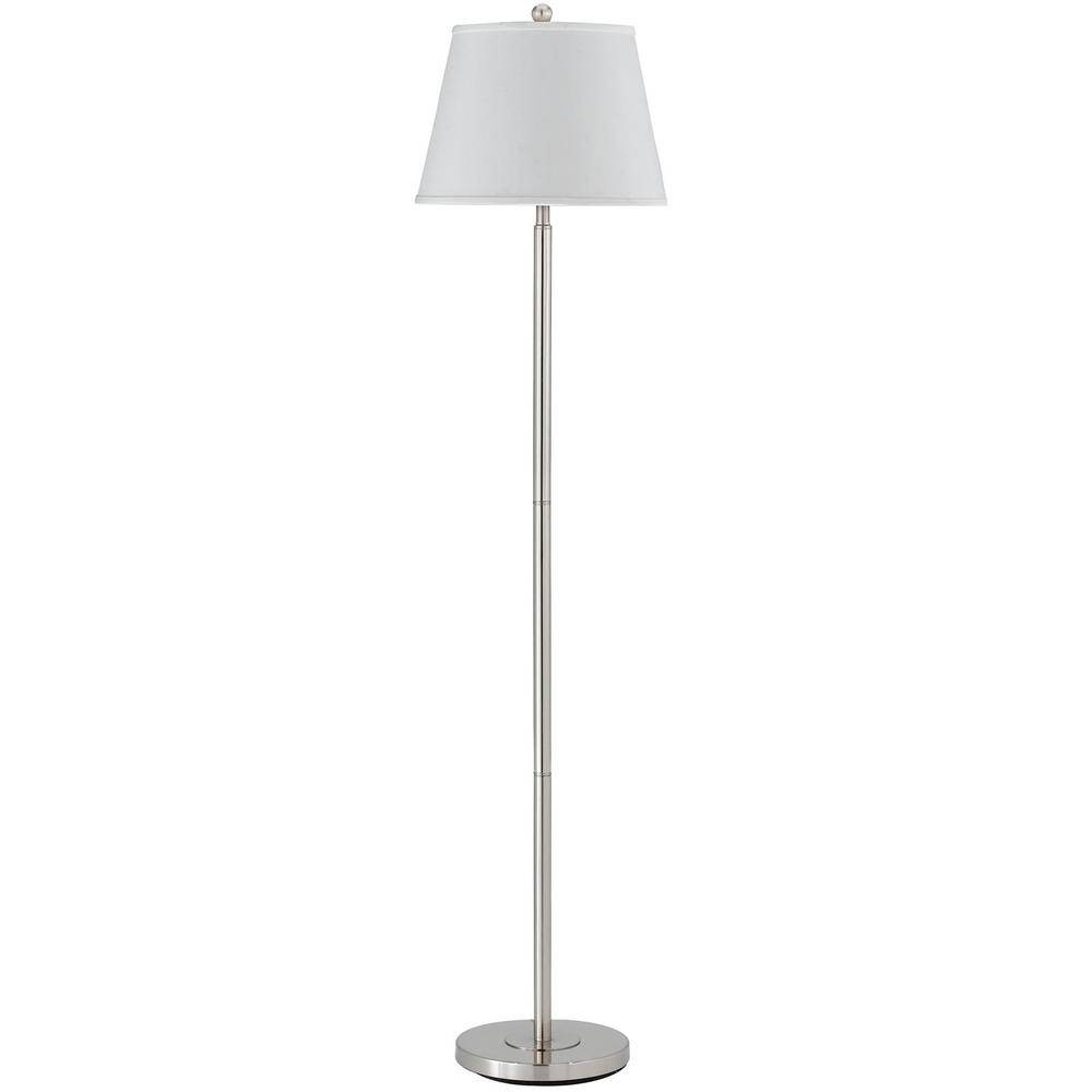 60" Nickel Traditional Shaped Floor Lamp With White Square Shade. Picture 1