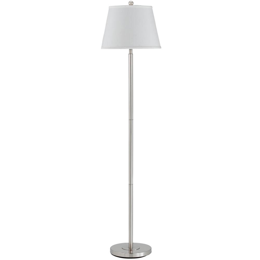 60" Nickel Traditional Shaped Floor Lamp With White Square Shade. Picture 2