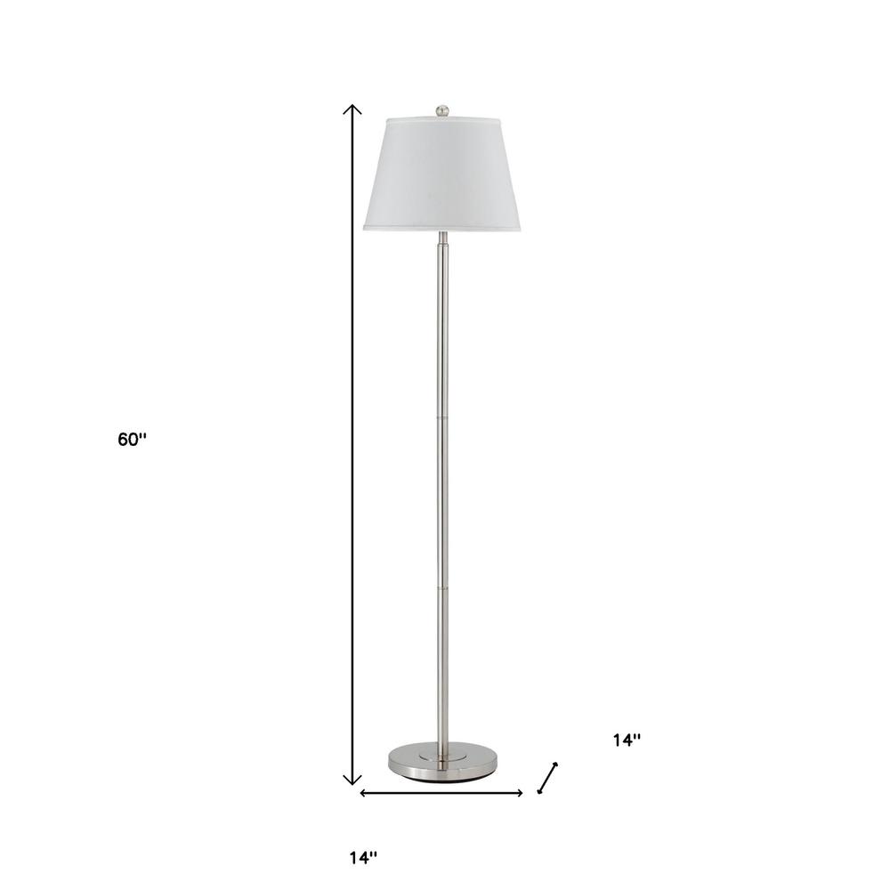 60" Nickel Traditional Shaped Floor Lamp With White Square Shade. Picture 6