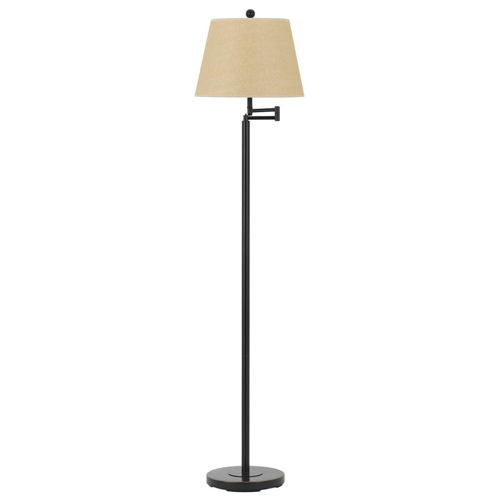60" Bronze Swing Arm Floor Lamp With White Square Shade. Picture 2