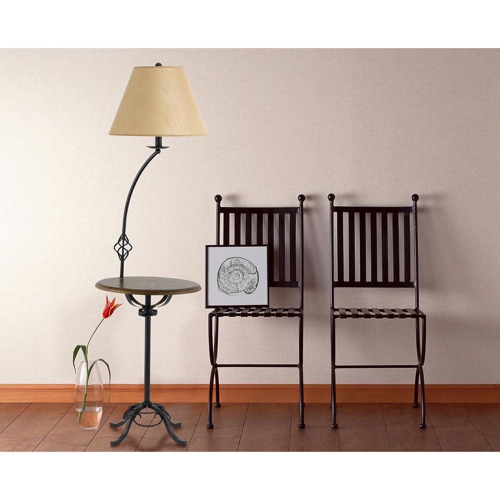 62" Black Tray Table Floor Lamp With Brown Empire Shade. Picture 5