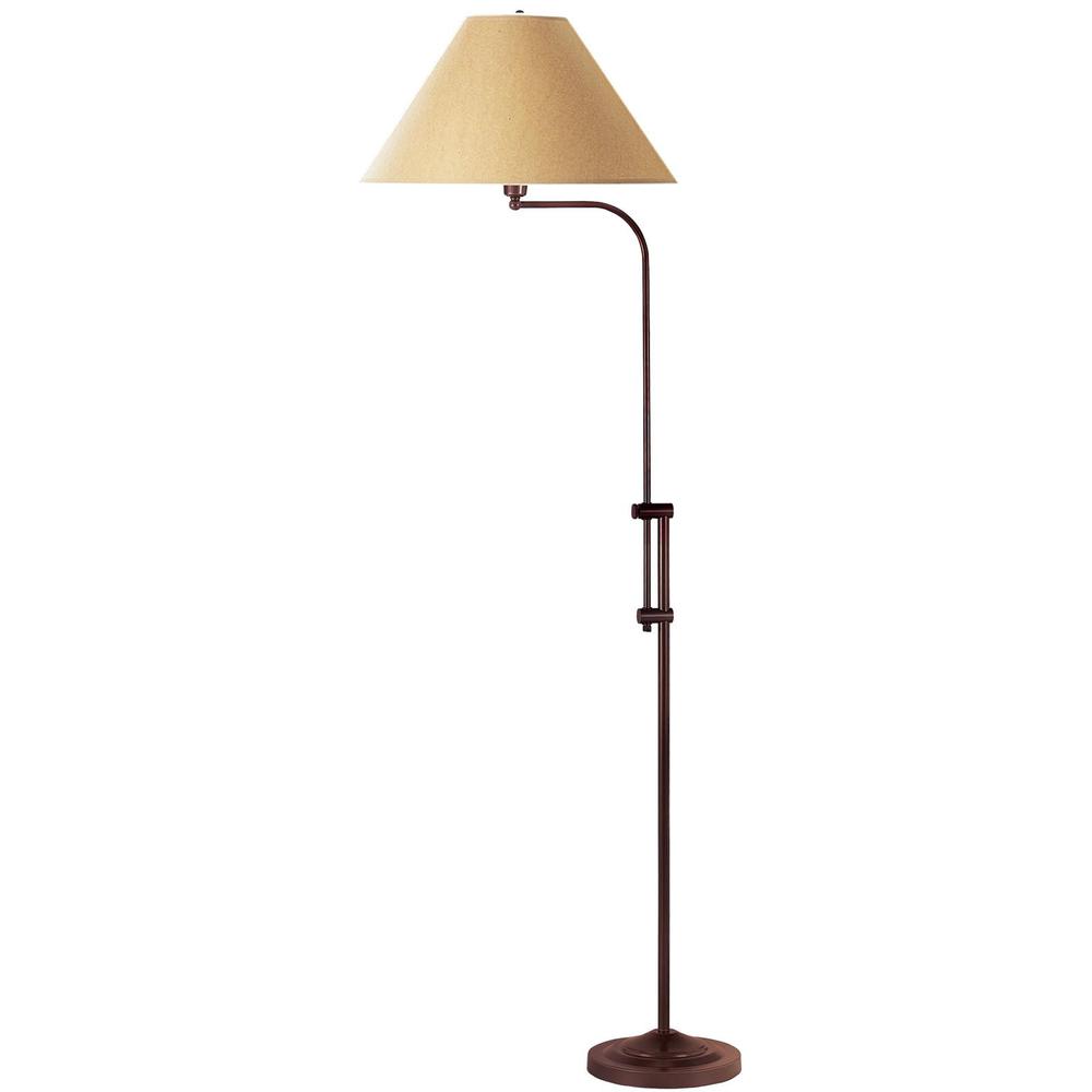68" Rusted Adjustable Traditional Shaped Floor Lamp With Brown Empire Shade. Picture 1