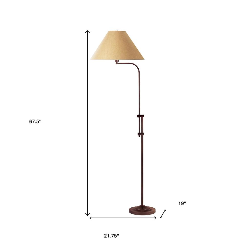 68" Rusted Adjustable Traditional Shaped Floor Lamp With Brown Empire Shade. Picture 5