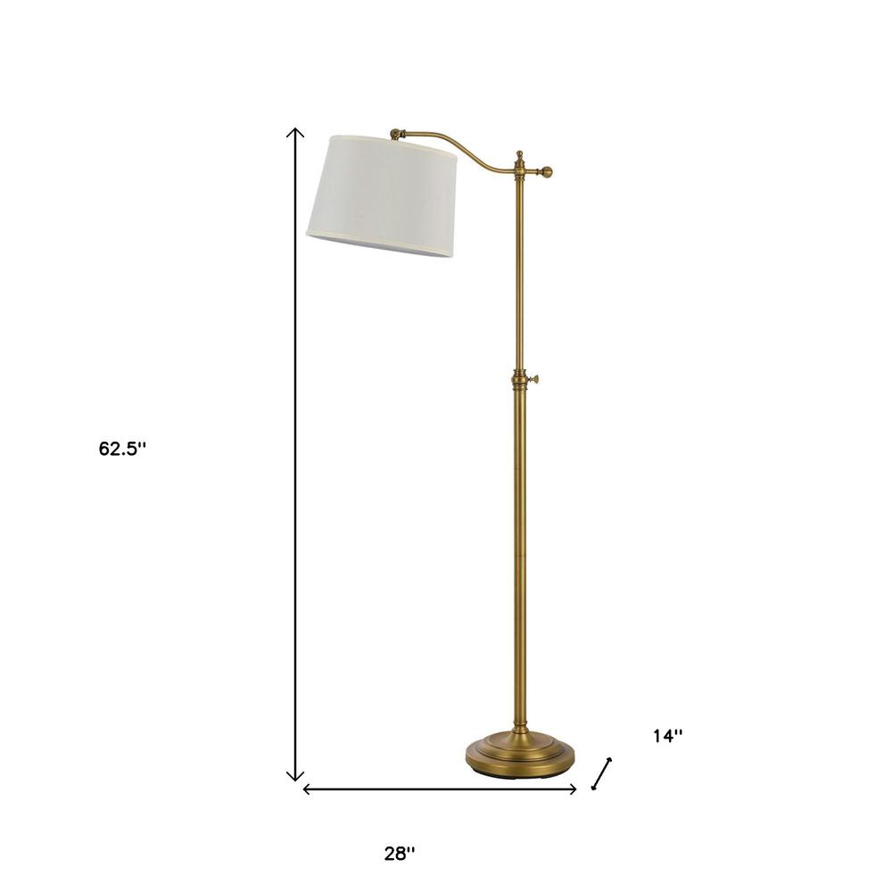 63" Bronze Adjustable Traditional Shaped Floor Lamp With White Square Shade. Picture 6