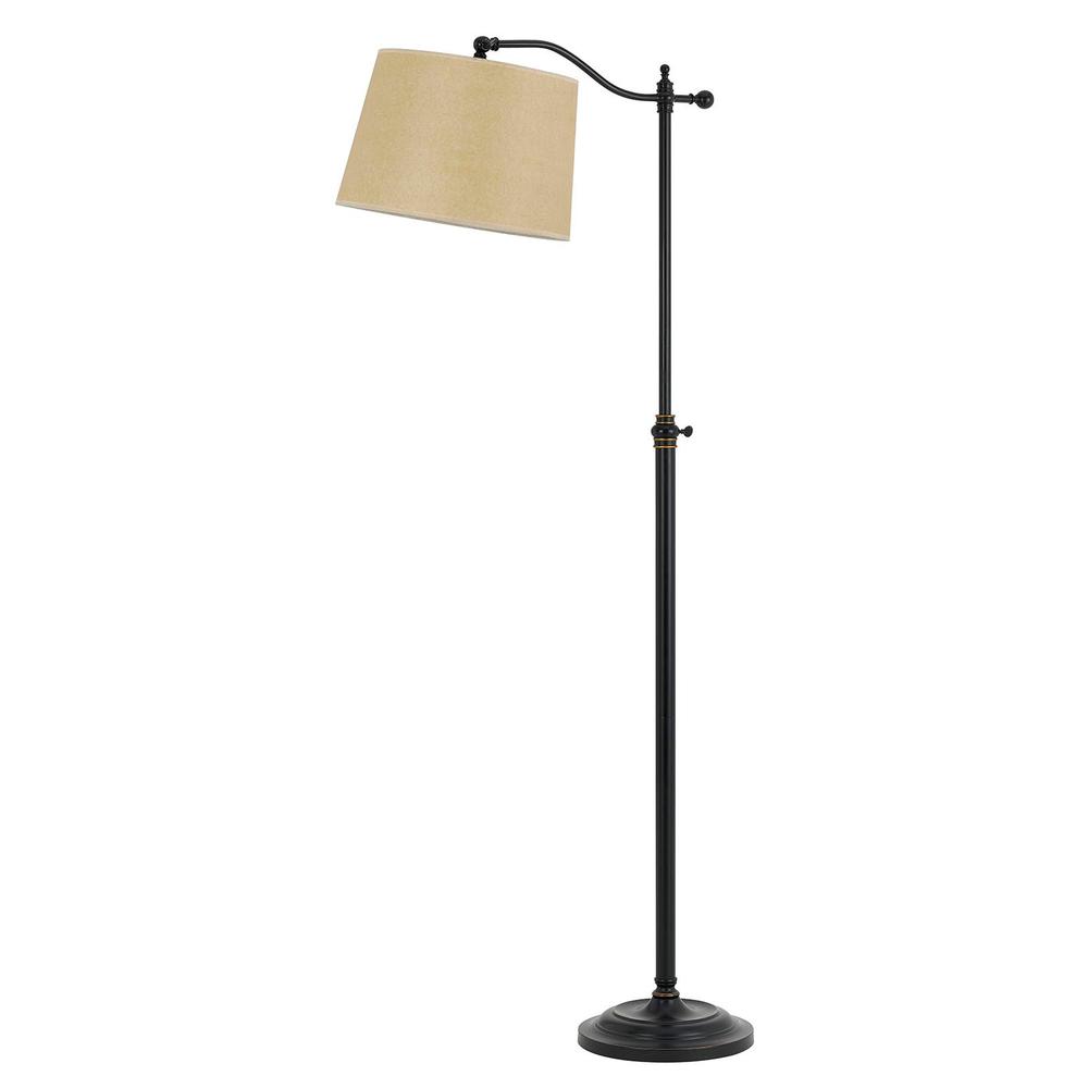63" Bronze Adjustable Traditional Shaped Floor Lamp With Tan Square Shade. Picture 1