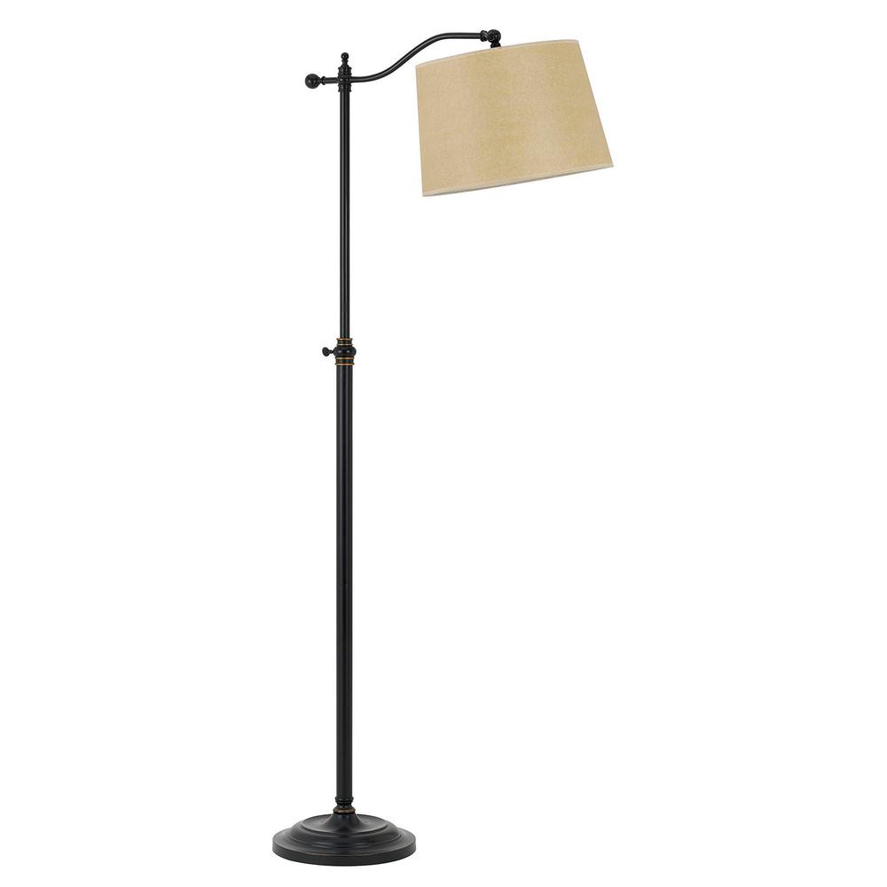 63" Bronze Adjustable Traditional Shaped Floor Lamp With Tan Square Shade. Picture 2