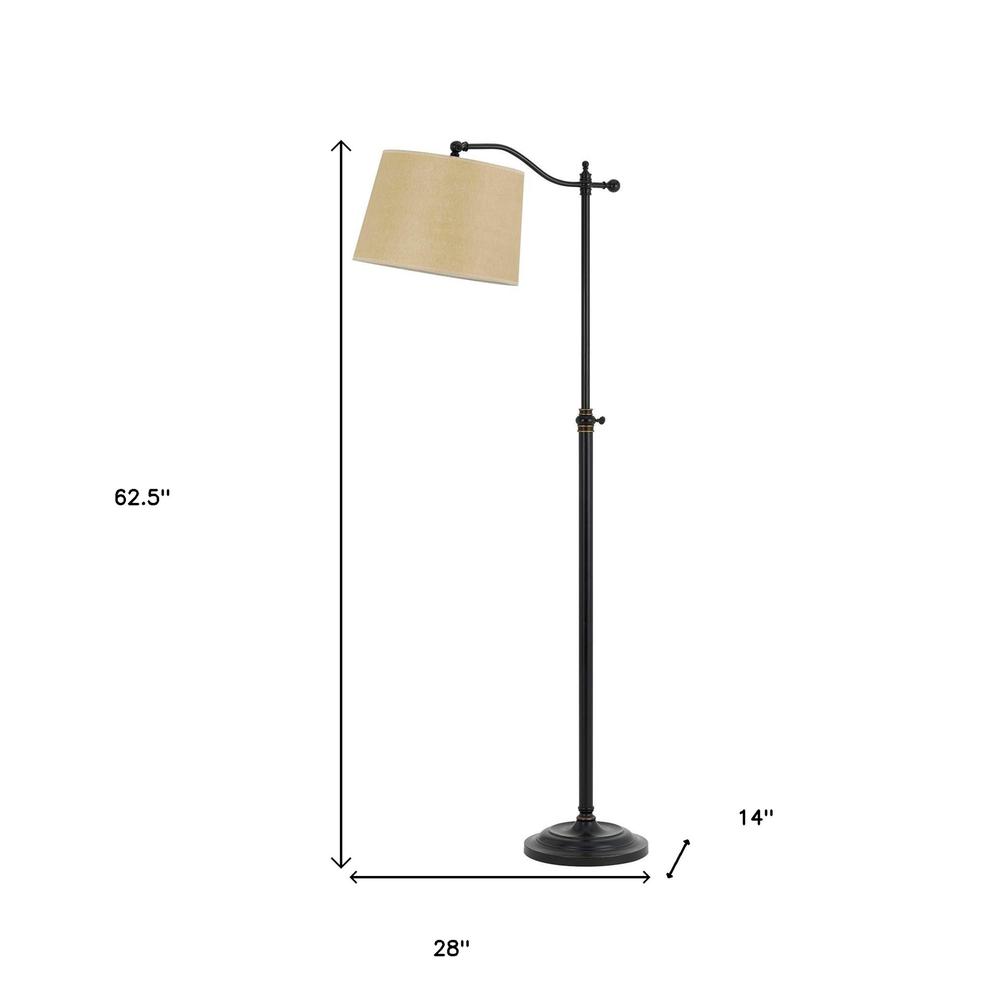 63" Bronze Adjustable Traditional Shaped Floor Lamp With Tan Square Shade. Picture 6