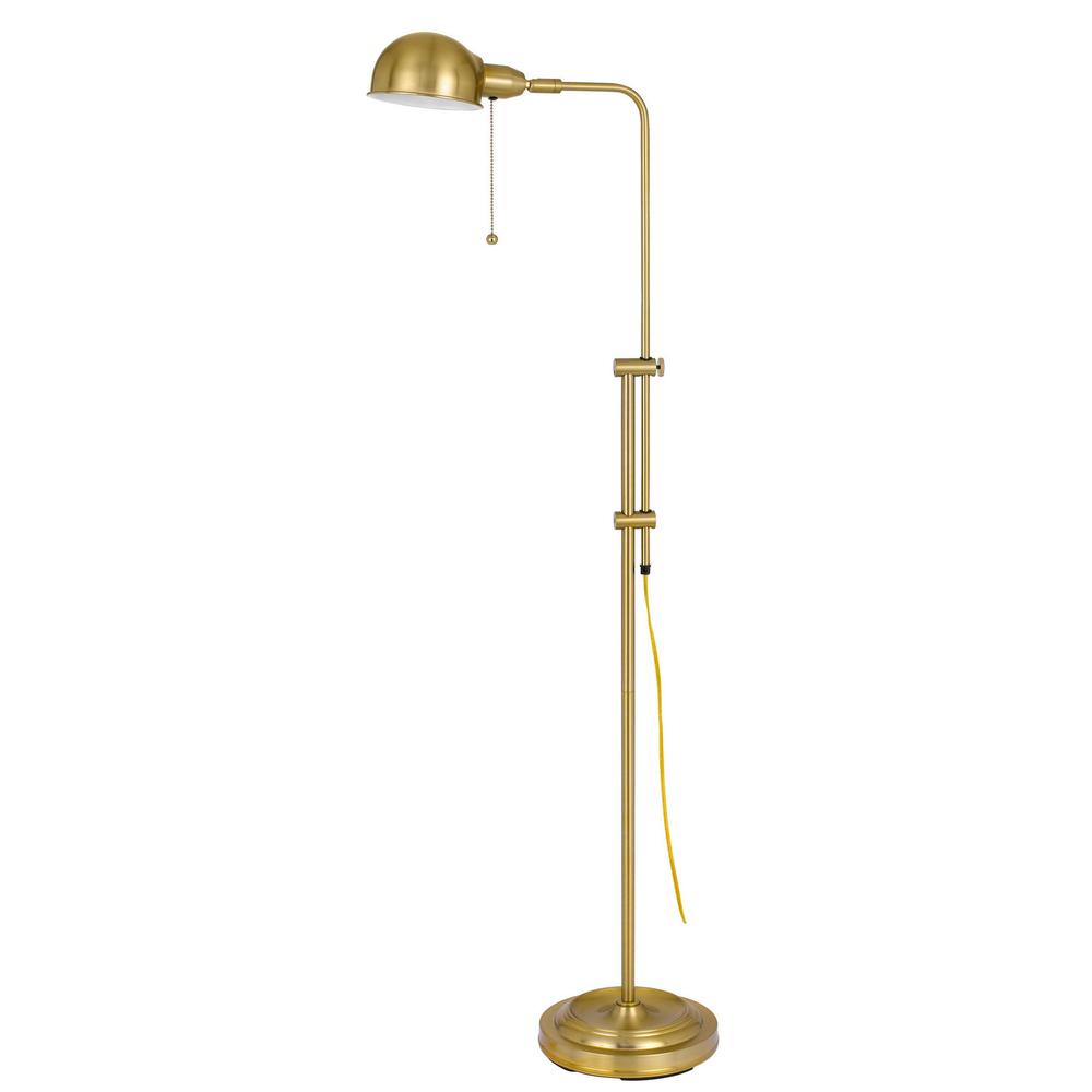 58" Brass Adjustable Traditional Shaped Floor Lamp With Bronze Dome Shade. Picture 1