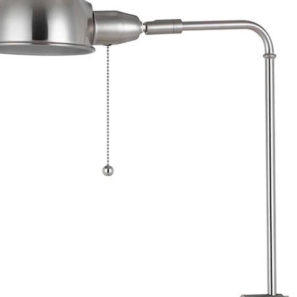 58" Nickel Adjustable Traditional Shaped Floor Lamp With Nickel Dome Shade. Picture 4