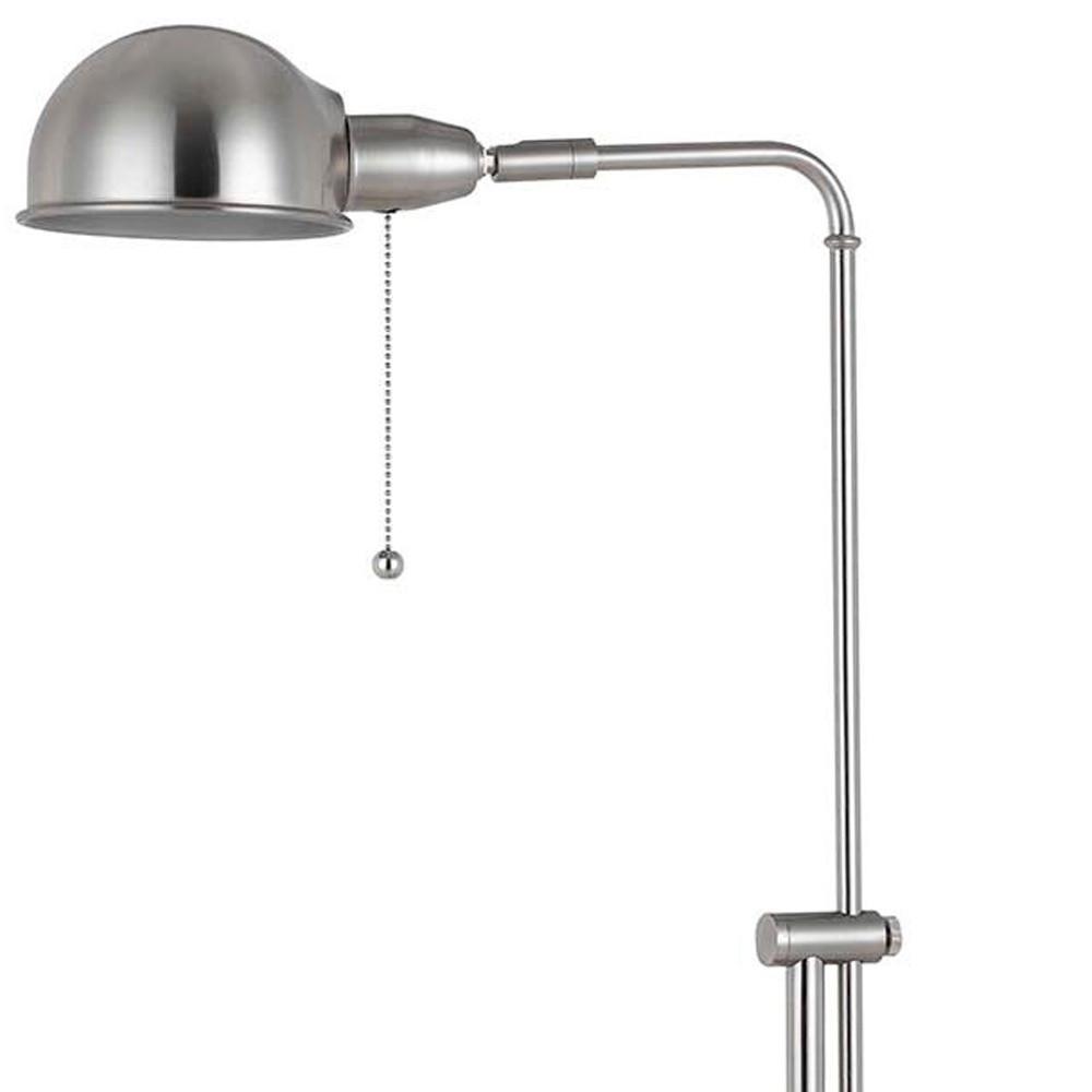 58" Nickel Adjustable Traditional Shaped Floor Lamp With Nickel Dome Shade. Picture 5