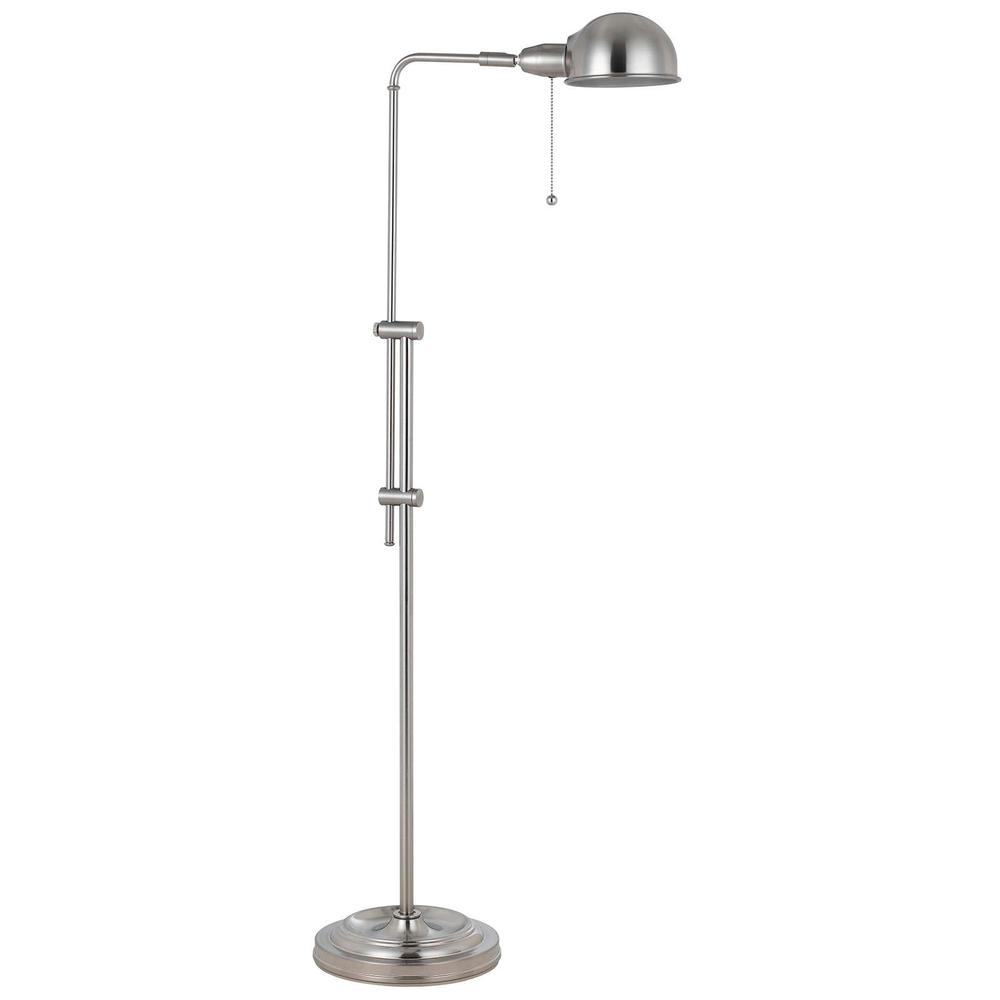 58" Nickel Adjustable Traditional Shaped Floor Lamp With Nickel Dome Shade. Picture 2
