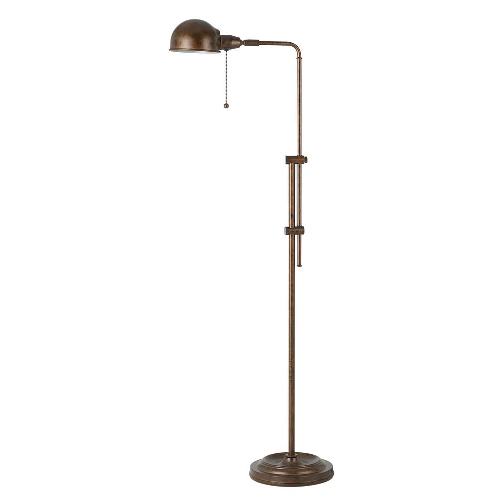 58" Rusted Adjustable Traditional Shaped Floor Lamp With Rust Dome Shade. Picture 1