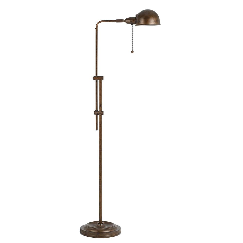 58" Rusted Adjustable Traditional Shaped Floor Lamp With Rust Dome Shade. Picture 2