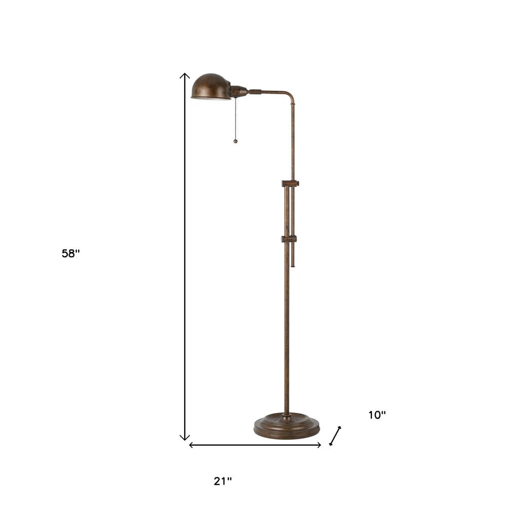 58" Rusted Adjustable Traditional Shaped Floor Lamp With Rust Dome Shade. Picture 6