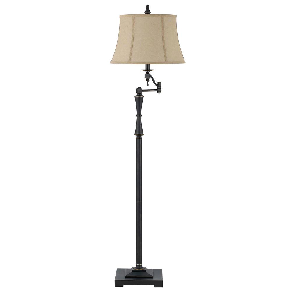 61" Bronze Swing Arm Floor Lamp With Brown Square Shade. Picture 2