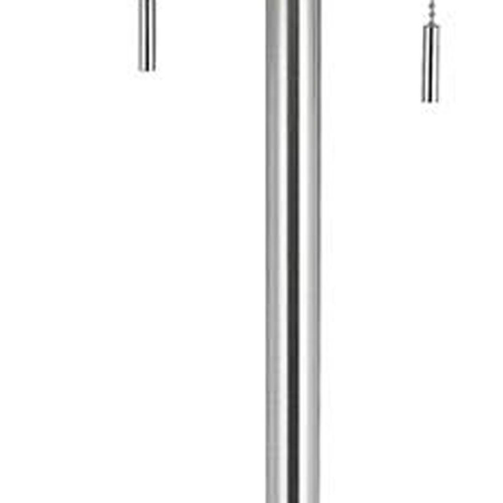59" Nickel Two Light Traditional Shaped Floor Lamp With White Rectangular Shade. Picture 4