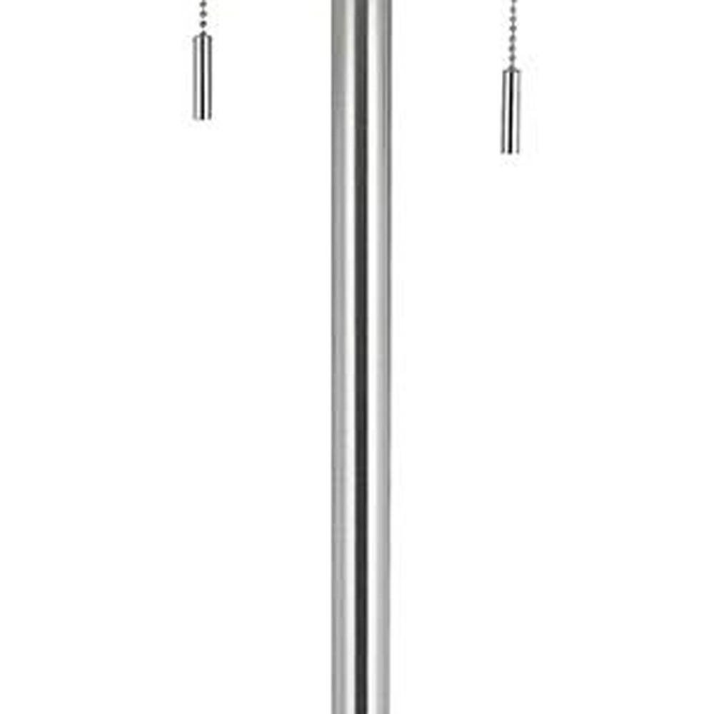 59" Nickel Two Light Traditional Shaped Floor Lamp With White Rectangular Shade. Picture 5