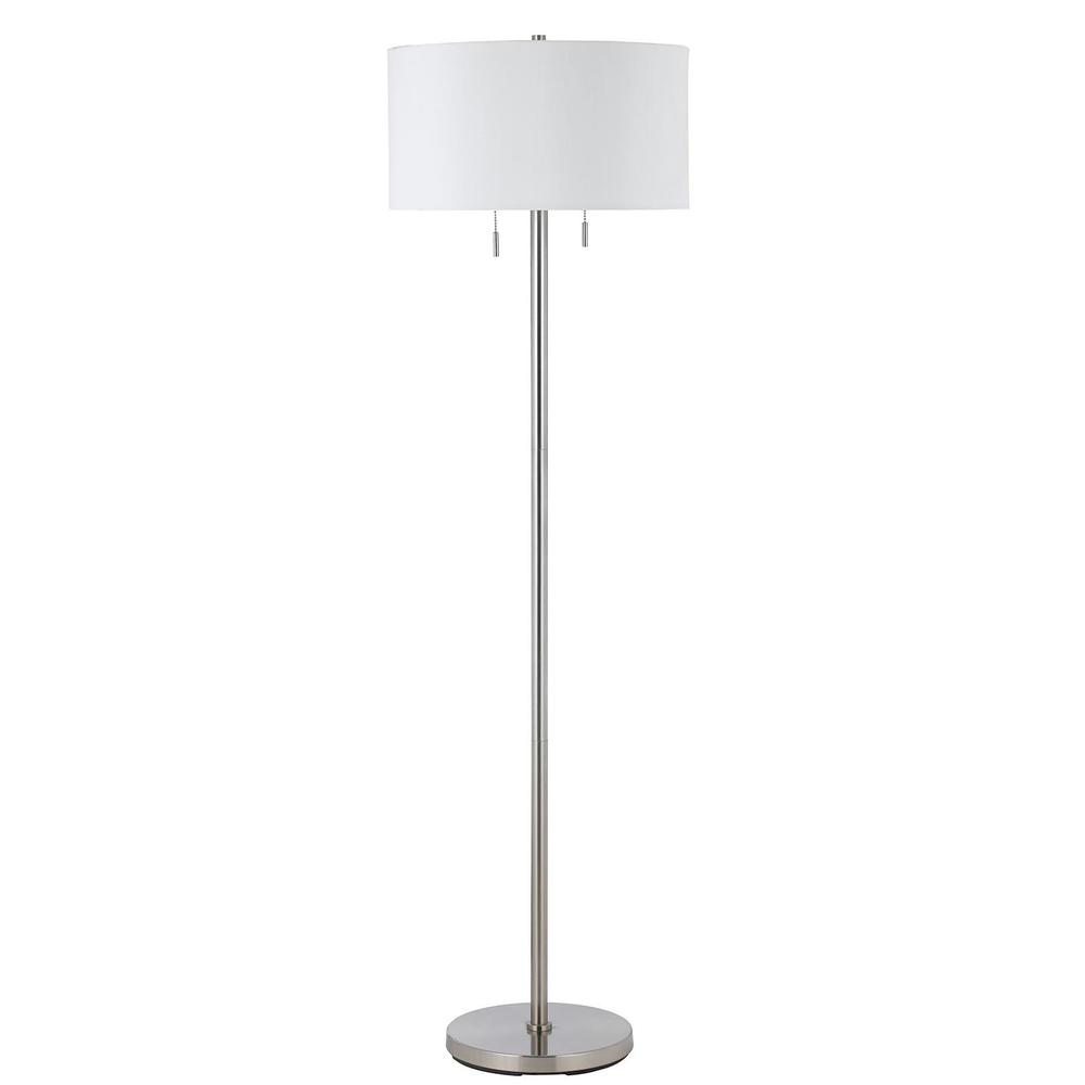 59" Nickel Two Light Traditional Shaped Floor Lamp With White Rectangular Shade. Picture 2