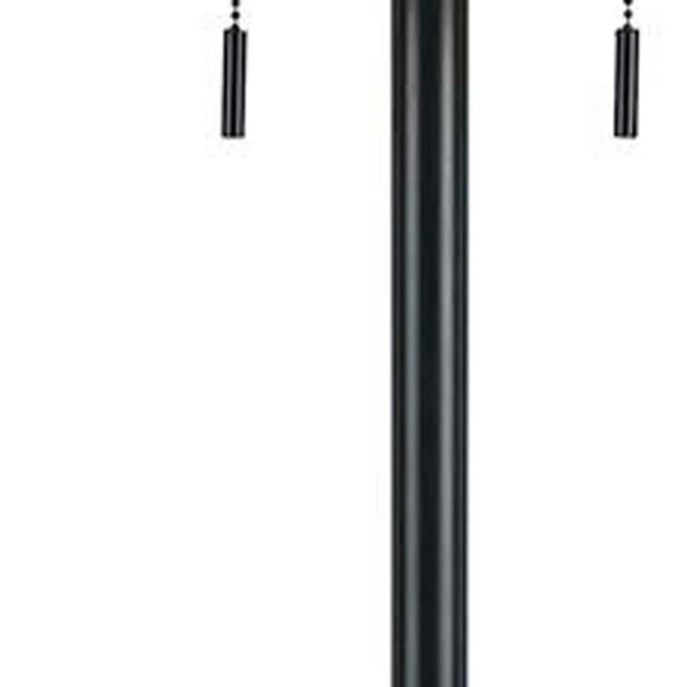 59" Bronze Two Light Traditional Shaped Floor Lamp With Brown Rectangular Shade. Picture 4
