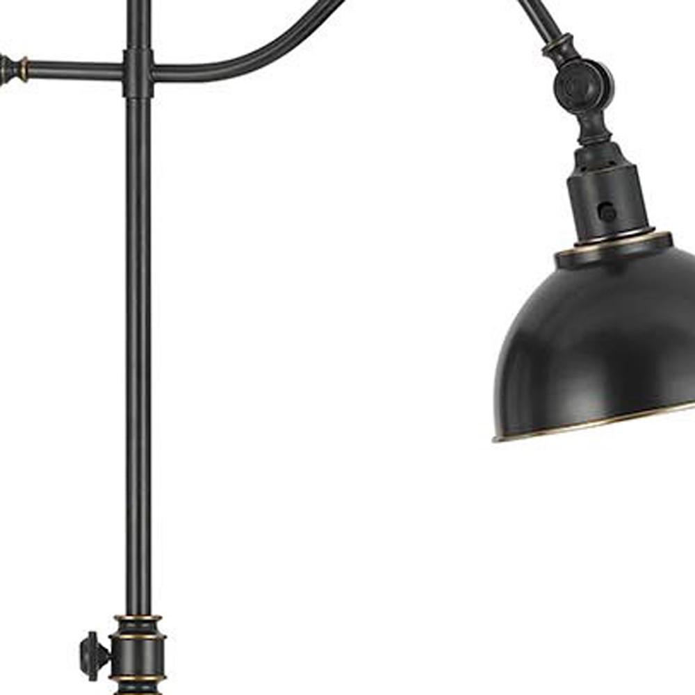 60" Bronze Adjustable Traditional Shaped Floor Lamp With Black Dome Shade. Picture 4