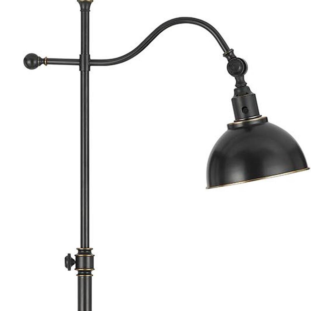 60" Bronze Adjustable Traditional Shaped Floor Lamp With Black Dome Shade. Picture 5