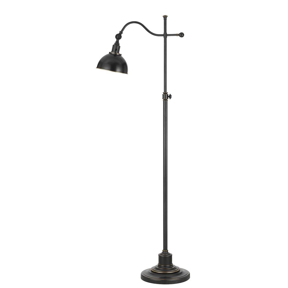 60" Bronze Adjustable Traditional Shaped Floor Lamp With Black Dome Shade. Picture 2