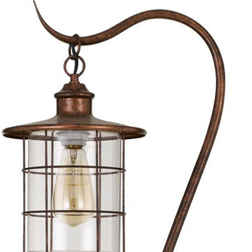 60" Rusted Traditional Shaped Floor Lamp With Rust Transparent Glass Drum Shade. Picture 5