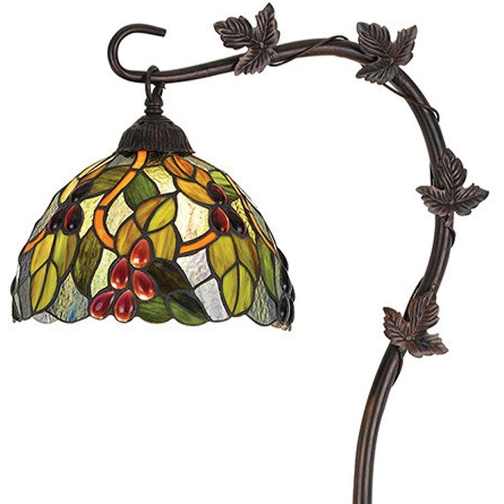 61" Bronze Traditional Shaped Floor Lamp With Green Yellow Dome Shade. Picture 5