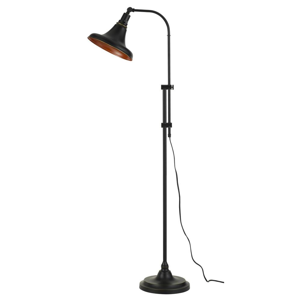 58" Bronze Adjustable Traditional Shaped Floor Lamp With Bronze Dome Shade. Picture 1