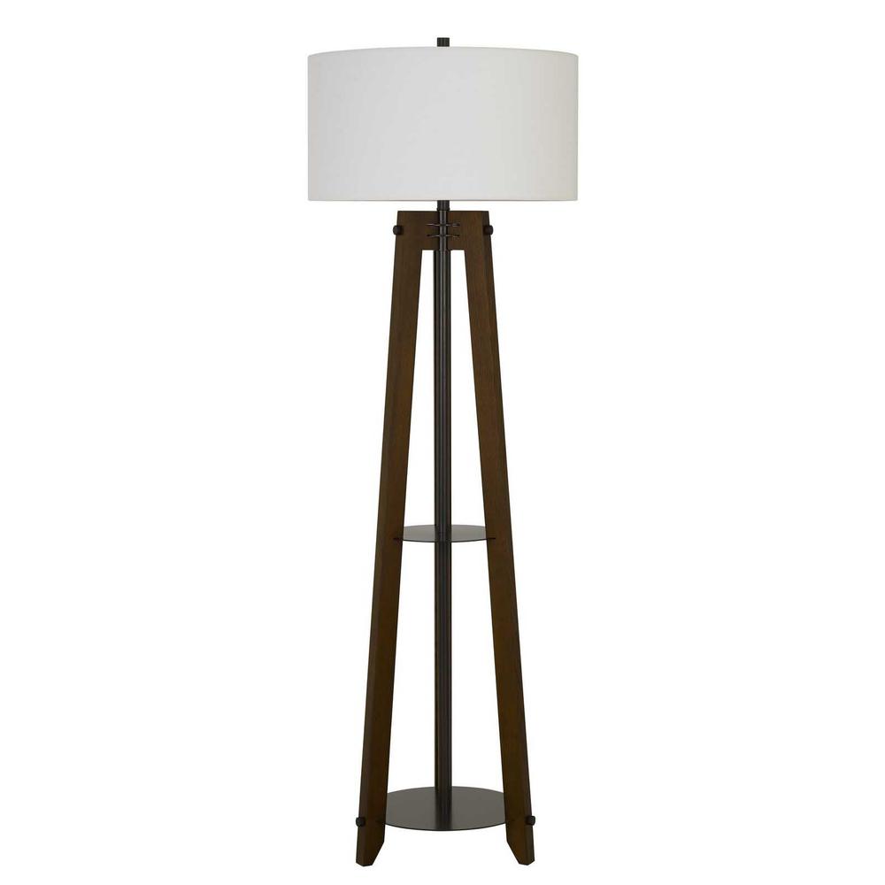 65" Brown Tripod Floor Lamp With White Rectangular Shade. Picture 1