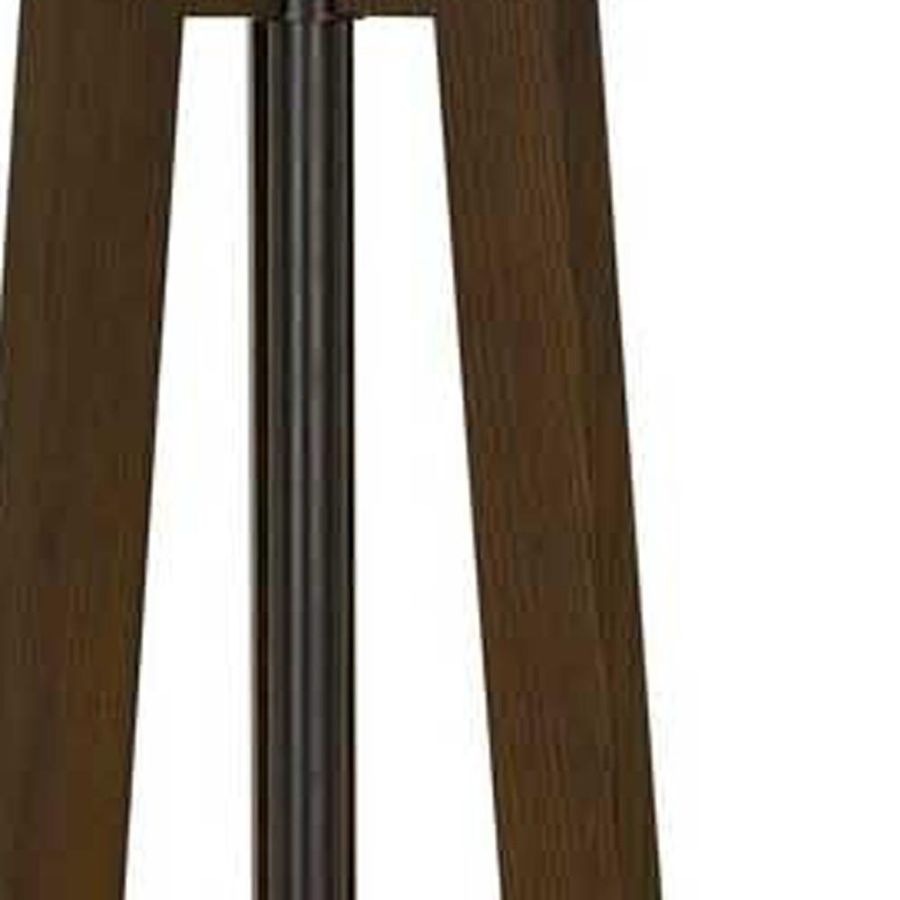 65" Brown Tripod Floor Lamp With White Rectangular Shade. Picture 4