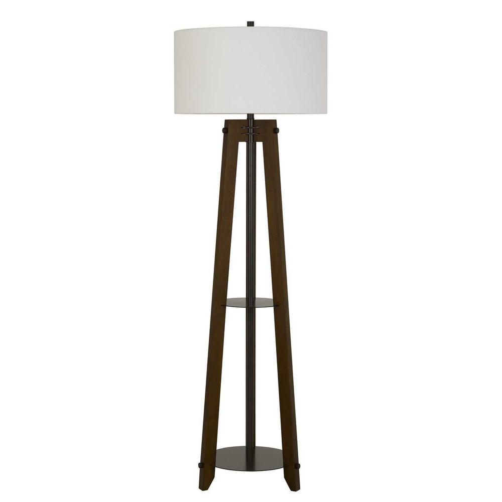 65" Brown Tripod Floor Lamp With White Rectangular Shade. Picture 2