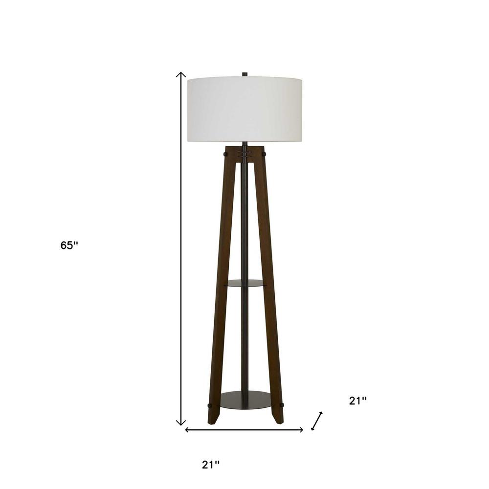 65" Brown Tripod Floor Lamp With White Rectangular Shade. Picture 6