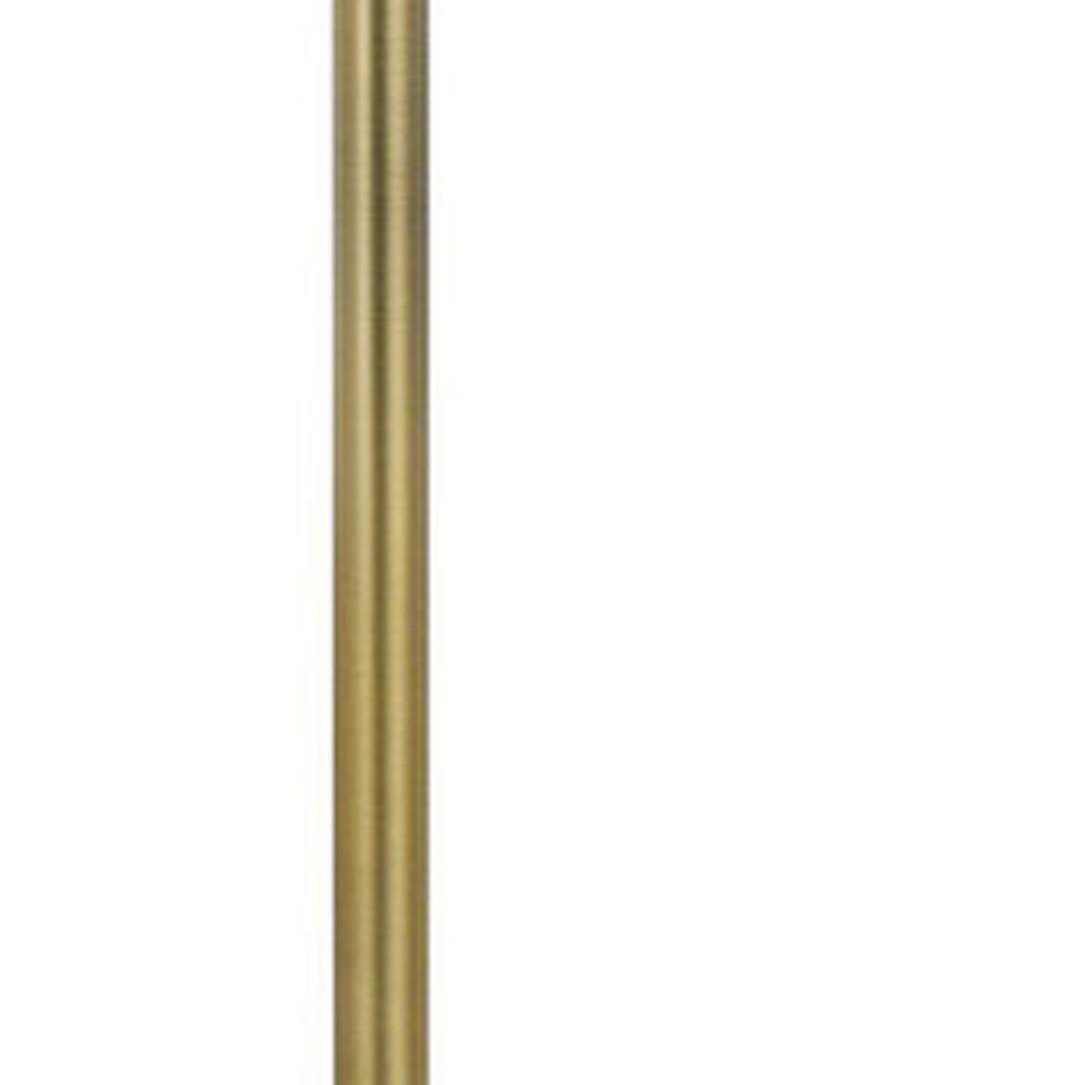 62" Brass Tray Table Floor Lamp With White Square Shade. Picture 4