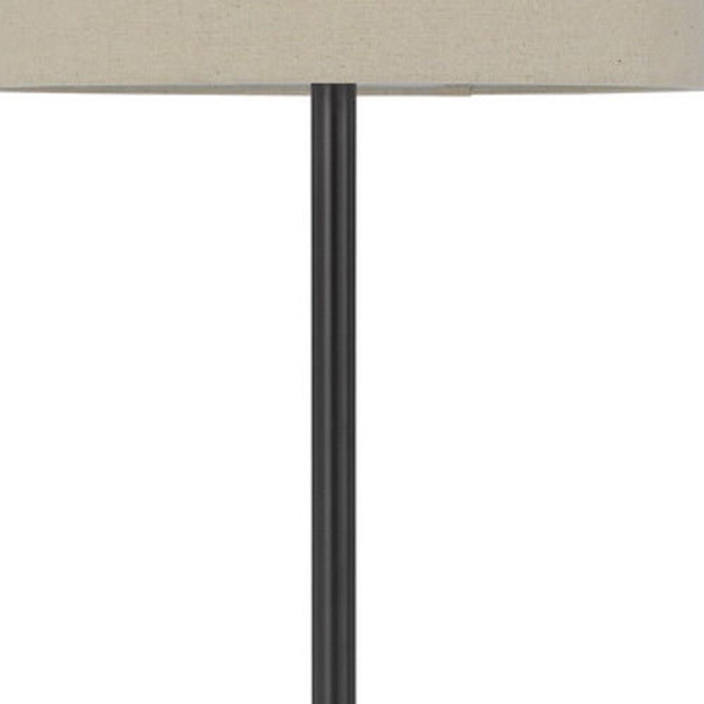62" Bronze Tray Table Floor Lamp With Beige Drum Shade. Picture 5