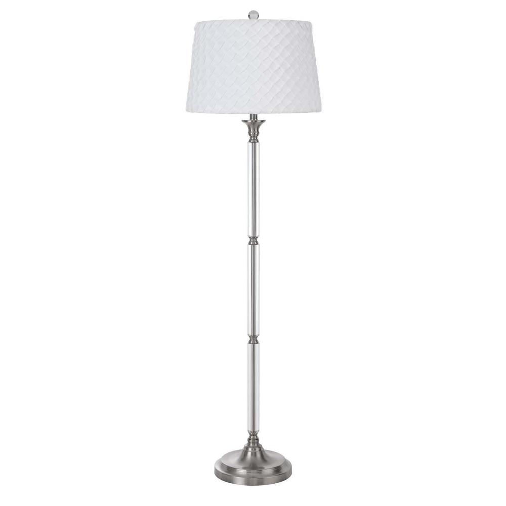60" Nickel Traditional Shaped Floor Lamp With White Square Shade. Picture 1