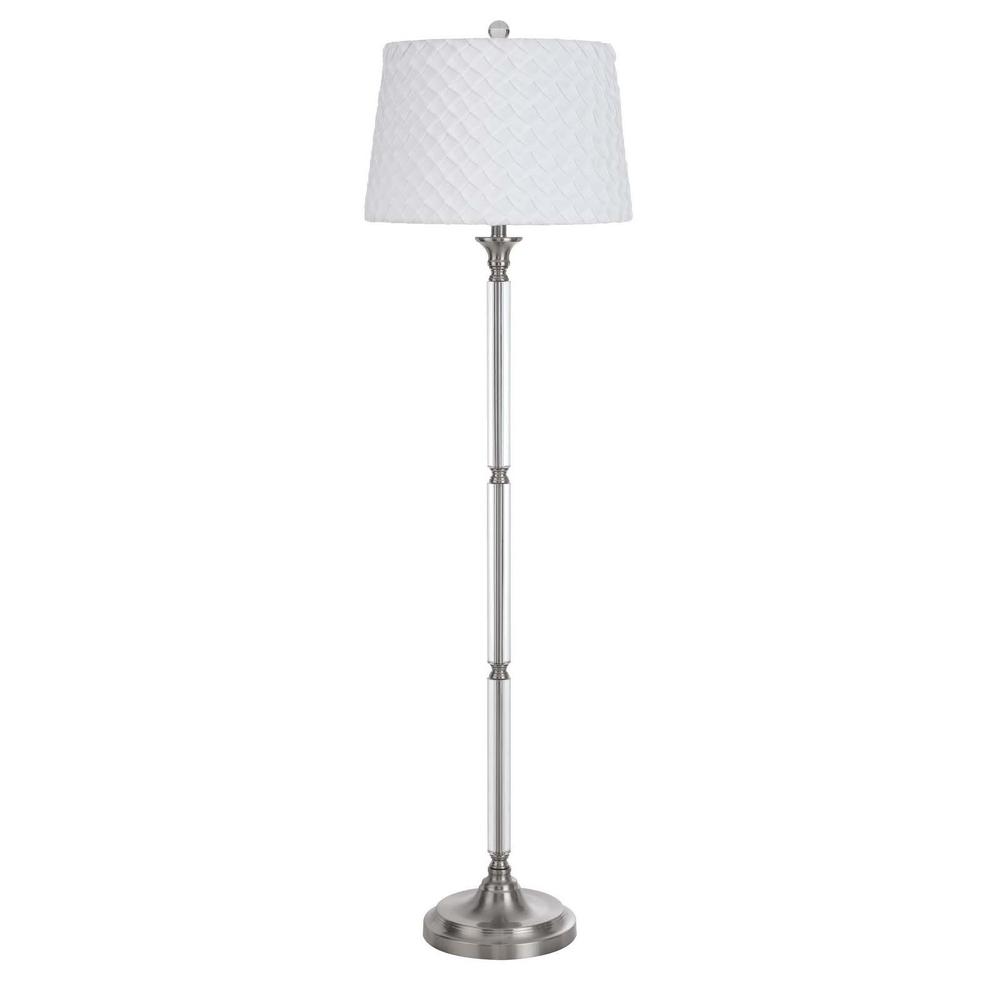 60" Nickel Traditional Shaped Floor Lamp With White Square Shade. Picture 2