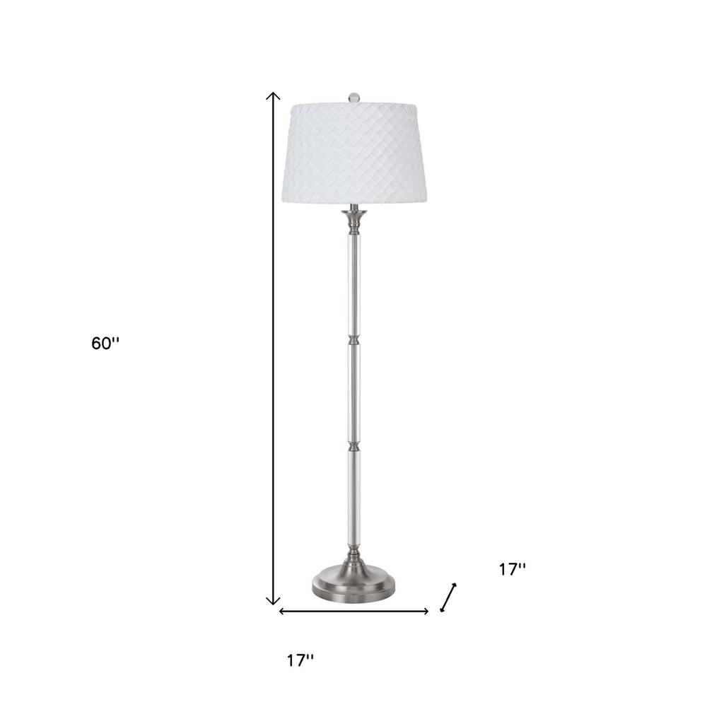 60" Nickel Traditional Shaped Floor Lamp With White Square Shade. Picture 6