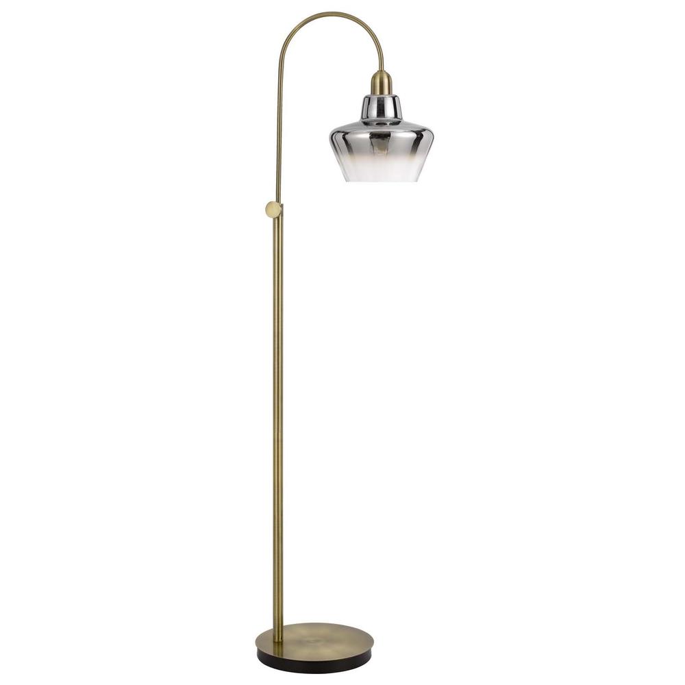 61" Brass Adjustable Arc Floor Lamp. Picture 1
