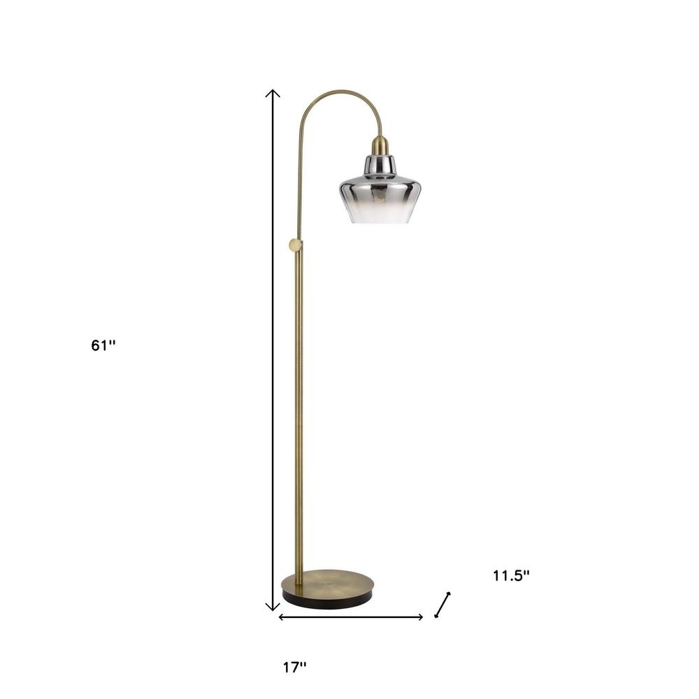 61" Brass Adjustable Arc Floor Lamp. Picture 6