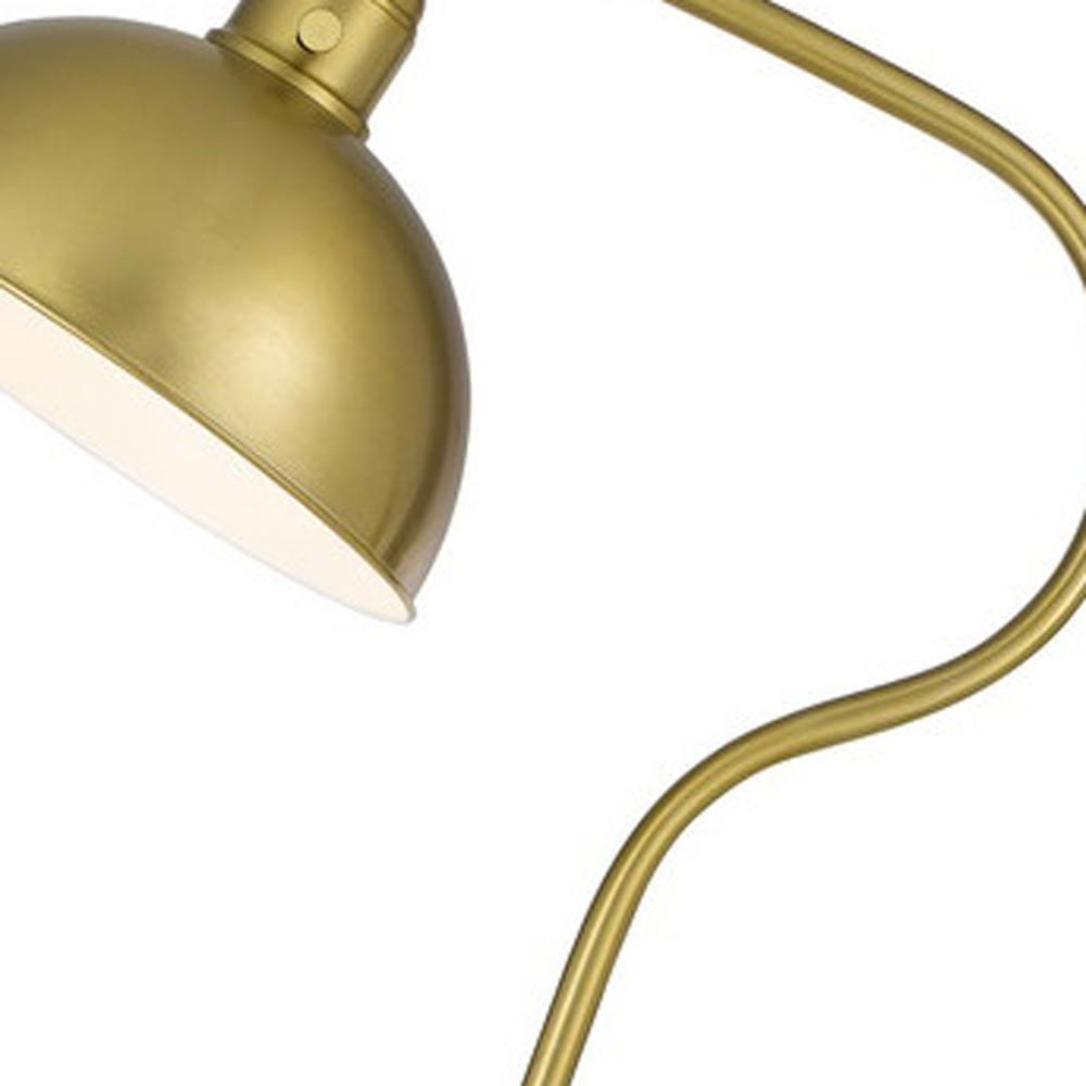 60" Brass Traditional Shaped Floor Lamp With Antiqued Brass Dome Shade. Picture 3