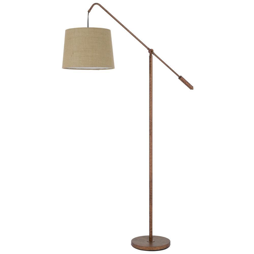68" Rusted Adjustable Traditional Shaped Floor Lamp With Rust Drum Shade. Picture 1