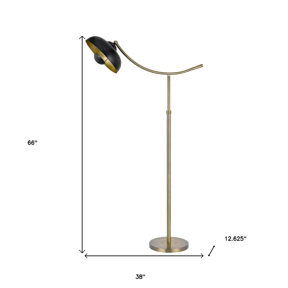 66" Bronze Adjustable Arc Floor Lamp With Bronze Dome Shade. Picture 6