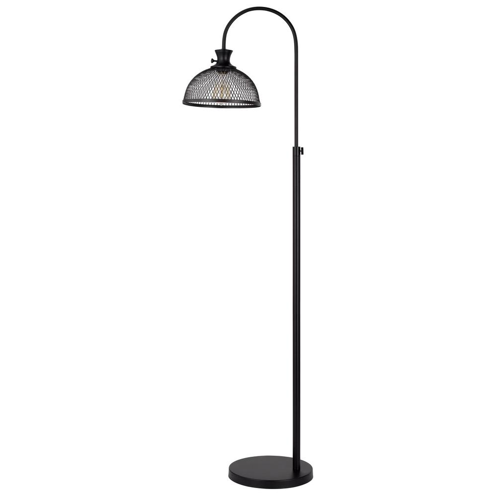 61" Black Adjustable Traditional Shaped Floor Lamp With Bronze Dome Shade. Picture 1