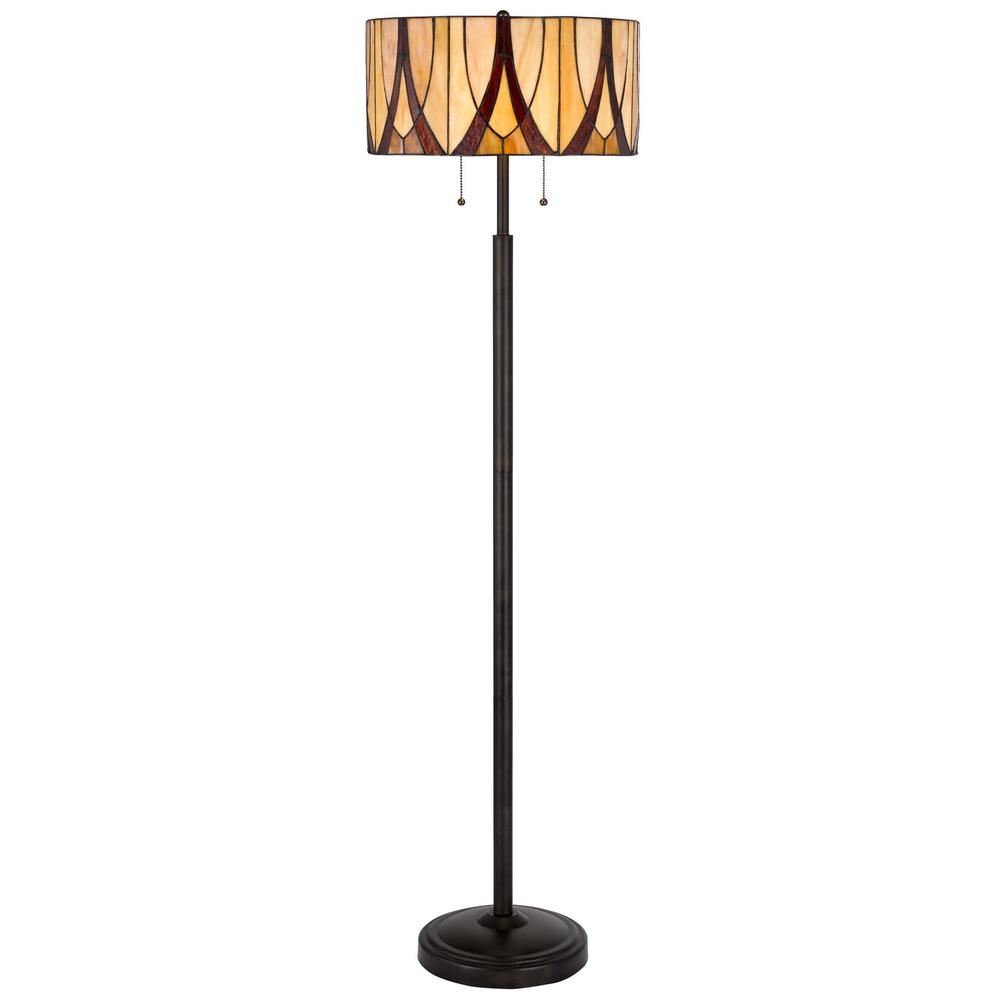 60" Bronze Two Light Traditional Shaped Floor Lamp. Picture 1