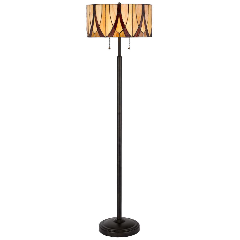 60" Bronze Two Light Traditional Shaped Floor Lamp. Picture 2
