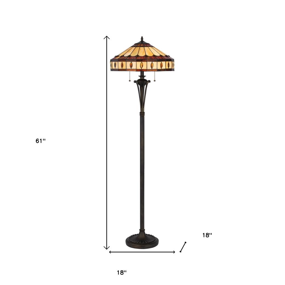 61" Bronze Two Light Traditional Shaped Floor Lamp. Picture 5