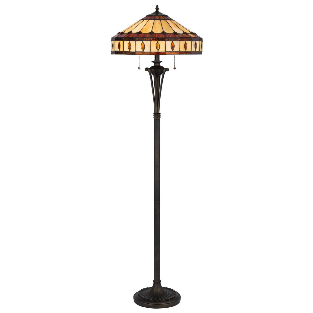 61" Bronze Two Light Traditional Shaped Floor Lamp. Picture 1